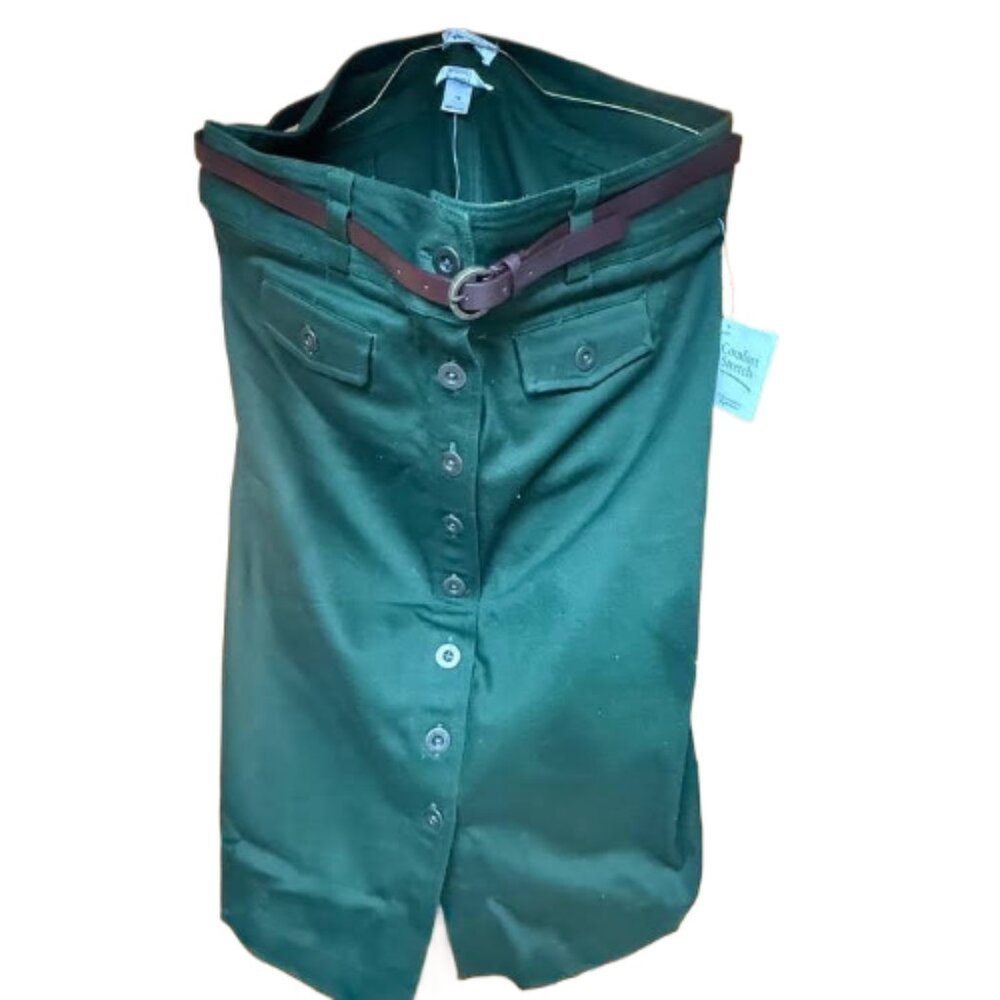 Christopher and Banks Stretch button up the front skirt Green 14 never worn